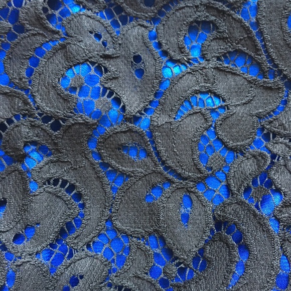 Milly Black Blue Floral Lace Belted Sheath Dress - Picture 4 of 7